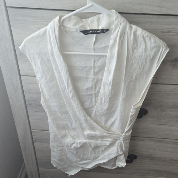 Zara White Wrap Blouse - Picture 1 of 3